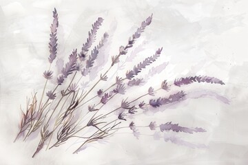 Aufkleber - Delicate lavender sprigs arranged artistically on a subtle, textured background showcasing their natural beauty and muted colors