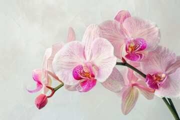 Aufkleber - Brightly colored orchids in a delicate watercolor painting showcasing floral beauty and artistic expression in a vibrant arrangement against a subtle background