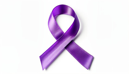 Wall Mural - Pancreatic cancer awareness with purple ribbon isolated on white background (clipping path)_00001_