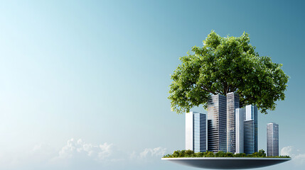 Wall Mural - Transforming urban skylines integrating sustainable architecture and smart technology for a greener future