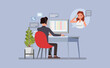 © yindee - customer man service representative assisting a client over the phone or via chat character vector illustration design. Customer Service Interaction concept.