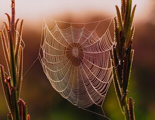 spider web with dew drops