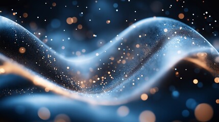 Fototapete - Waveform with Glittering Particles in Dark Space, Symbolizing Energy Flow and Elegance in Motion, Gemerative AI