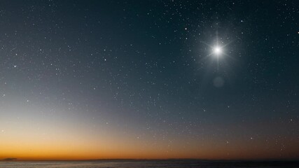 Wall Mural - night christmas panorama with a star in the sky