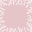 © irynaalex - Fir Branches Square Frame. Winter Holiday Background. Christmas Greeting Card Template. Fir Tree Branches with Cones. Free Space for Your Text. Vector Illustration on Pink Background