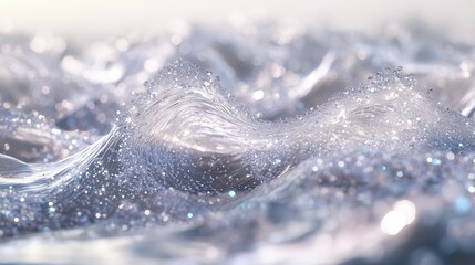 Poster - close-up view of sparkling ocean waves under soft morning light, gently rolling and shimmering at th