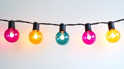 Poster - Bright and Colorful Festoon String Lights for Festive Occasions : Generative AI