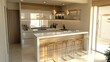 © Agus - Modern Kitchen Bar with Golden Stools and Wooden Accents