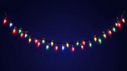 Poster - Decorative String of Colorful Christmas Lights Glowing Brightly Against Dark Background : Generative AI