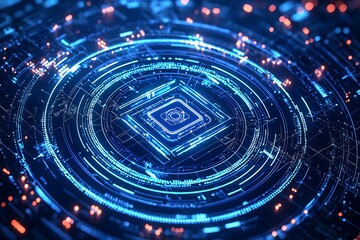 Aufkleber - Intricate Futuristic Circuit Board Design in Vibrant Blue and Pink Hues : Generative AI