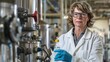 © spyrakot - Senior Female Chemist Analyzing Liquid in Industrial Laboratory Setting for Safety and Research