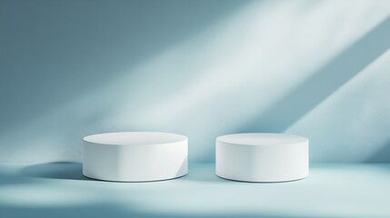Poster - Contemporary White Cylinder Stages in Soft Light with Shadows : Generative AI