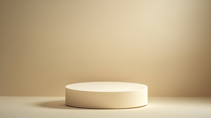 Aufkleber - Minimalist Cream Round Podium on Beige Background for Product Display : Generative AI