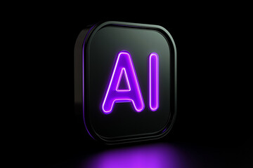 Poster - Purple  square with the letters AI on it. The square is illuminated and has a futuristic feel to it
