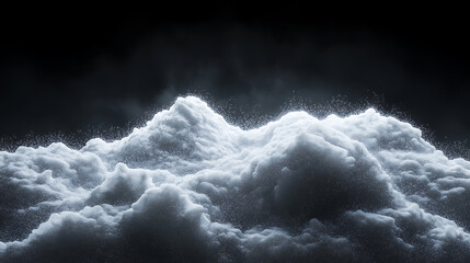 Aufkleber - 3D illustration, heavy snowfall on black background