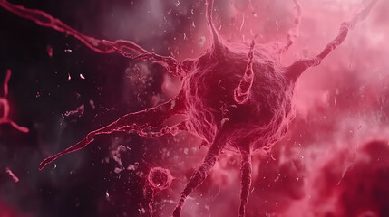 Poster - 3d animation of cancer cell explodes