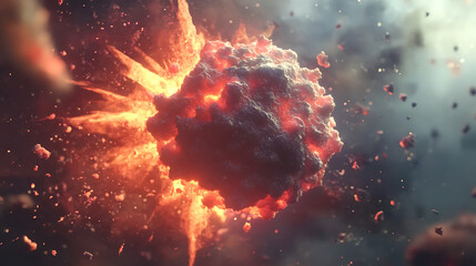 3d animation of cancer cell explodes