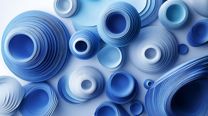 Poster - 3d illustration, Minimal art, Irregular circular shapes on white background