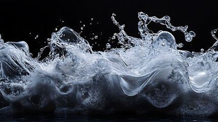 Poster - 3d render of sea waves on a black background, Water texture