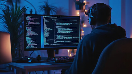 Aufkleber - 4K, Hacker code running down a computer screen terminal