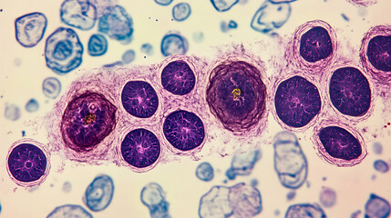 Poster - Anemia under microscope view, illustration created by