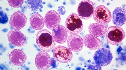 Poster - Anemia under microscope view, illustration created by