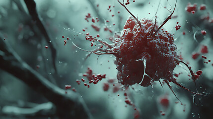 Aufkleber - Animation of a damaged and disintegrating cancer cell