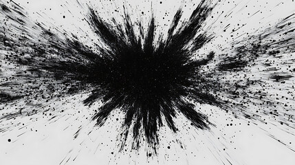 Poster - Black particles explosion isolated on white background, Abstract dust overlay texture