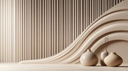 Leinwandbilder - Minimalist 3D background for exhibitions with clean lines and neutral colors, ideal for highlighting products