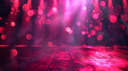 Wall Mural - Pink, magentas light particles falling in studio light, Christmas or love atmosphere for luxury and artistic backdrop.