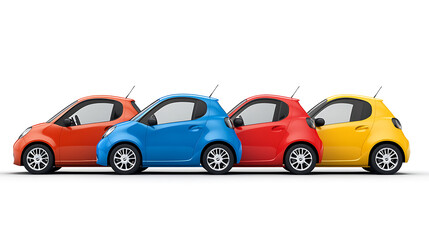 Aufkleber - City car in a row isolated on a white background