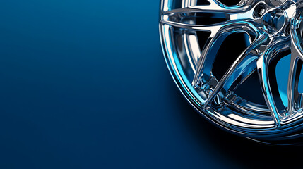 Poster - Close up of a beautiful rim on a dark blue background, 3D illustration