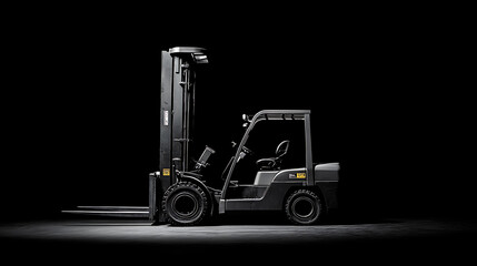 Poster - Forklift on a black background