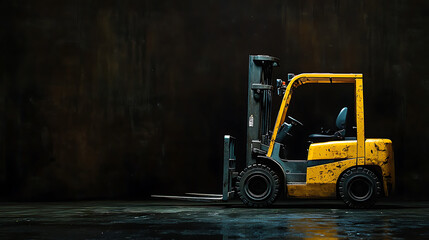 Poster - Forklift on a black background