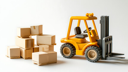 Aufkleber - Forklift with boxes isolated on white