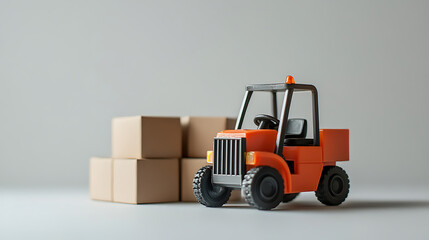 Poster - Forklift with boxes isolated on white