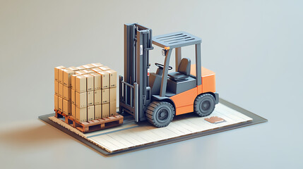 Poster - Forklift with boxes