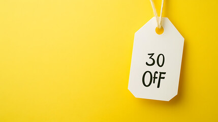 Fototapete - GET EXTRA 30 OFF percent text on a white tag on a yellow paper background