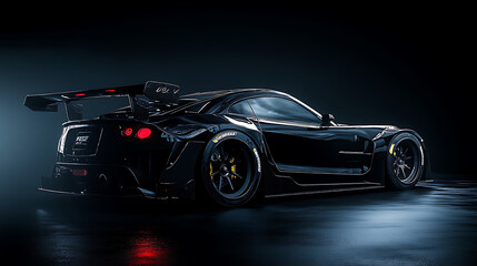 Aufkleber - Generic and unbranded sport car on a dark background