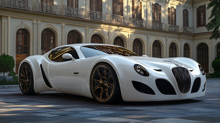 Aufkleber - Generic unbranded white luxury city car