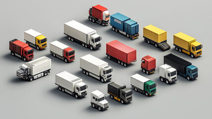 Aufkleber - Logistic fleet on a grey background