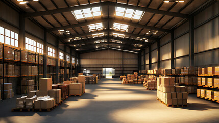 Aufkleber - Organized warehouse interior showcases efficiency in logistics and supply chain management, Effective inventory control, order fulfillment, and space optimization