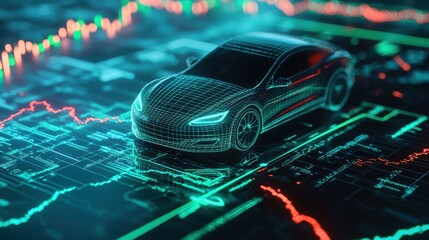 Poster - the electric vehicle sector through ev car icon and market trends analysis