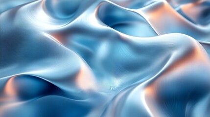 Wall Mural - abstract flowing silk in soft blue and light orange tones