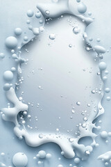Poster - Droplets and splashes create a textured surface on a shimmering silver background