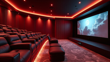 Poster - rience cinematic luxury with stunning stylish home cinema designs created by generative AI for a unique upscale entertainment experience at home