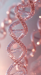 Aufkleber - Mesmerizing rotating dna helix with shimmering particles on blurred backdrop, capturing genetics essence in vibrant colors. Perfect for biology concepts