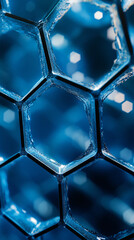 Poster - creating a modern and technological look with a futuristic blue hexagon pattern background, perfect 