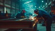 © Fantastic - Welders weld metal in a factory