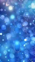 Aufkleber - Ideal for scientific or medical industries, a molecular structure emerges against a blue bokeh background